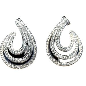 Sterling Silver Swirl Set Earrings Mid Century Modern Designer Marked AU .925